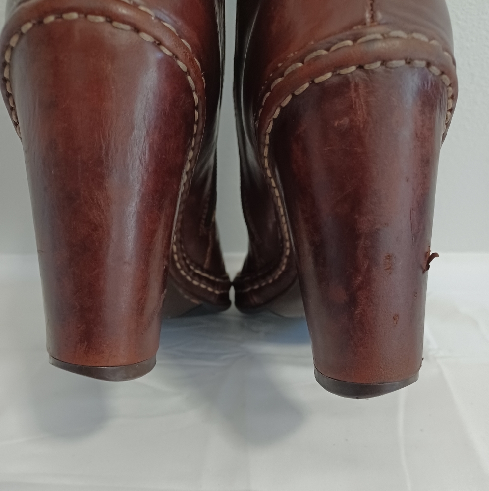 Alberto Fermani chunky heel boots Brown leather zip-up  made in Italy size39 - Picture 10 of 15